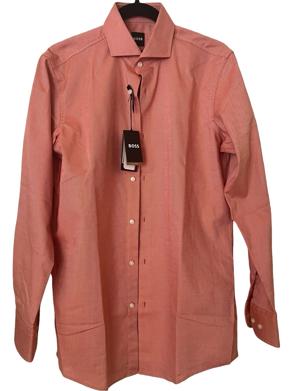 NWT BOSS Hugo Boss Sharp Fit Easy Iron Dress Shirt Dark Orange 15R MSRP $128